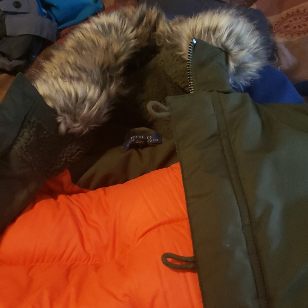 Boys Polo coat with faux fur hood